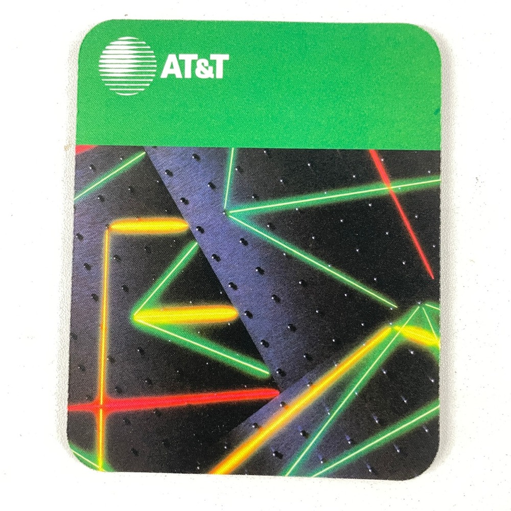 Vintage AT&T Mousepad Retro 90s Neon Laser Grid Geometric Tech Promo 8x10